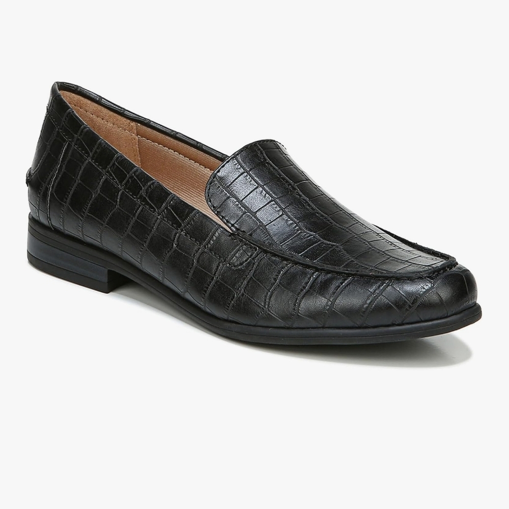 LifeStride Black Crocodile Pattern Loafers